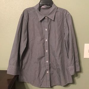 B/W Button Shirt 
Liz Claiborne Sz-L 
3/4 Sleeves